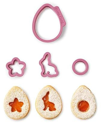 Betty Bossi - Spitzbuben-Ausstecher Ostern - 4-teilig - Drei unterschiedliche Ausstecher - Geeignet für verschiedene Teigarten - Einfache Reinigung in der Spülmaschine