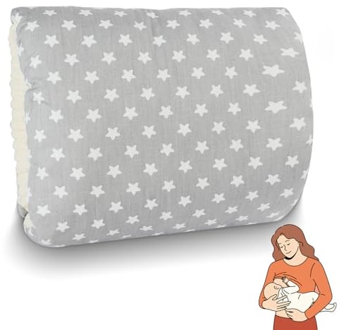 Aolso Stillkissen, Ministillkissen Baby Arm-Stillkissen Arm Kissen, Gemütliches Wiegen-Armkissen, Baby-Still-Kopfstützkissen für unterwegs Stillmuff Reisestillkissen (Grau-Sterne)