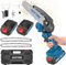 HOFTME 6 Pouces Mini Tronçonneuse Électrique sans Fil avec Moteur Brushless, Incluant 2 Batteries de et 2 Chaînes, Vitesse de Chaîne, pour Couper Le Bois et Élaguer dans Le Jardin (Bleu 1)