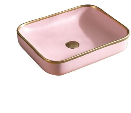 GLigeT Waschtisch Aufsatzwaschbecken Leichtes Luxus-Balkonwaschbecken Terrassenwaschbecken Waschbecken Einfaches Waschbecken Haushalts-Einzelwaschbecken Waschbecken ohne Zubehör Waschbecken(Pink)
