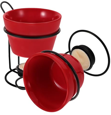 Alipis 2 Chocolate Fondue Pot Ceramic Butter Warmer Bowl Sets Fondue Pot Melting Pot Set, Melt Hot Pot Bow Set for Cheese Chocolate Butter Caramel Red