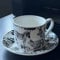 DECRZPB Handmade Ceramic Coffee Mug Cup and Saucer Set Zebra Pottery Coffee Tea Cup and Saucer Set Plate Oat Milk Mug Wedding Gift