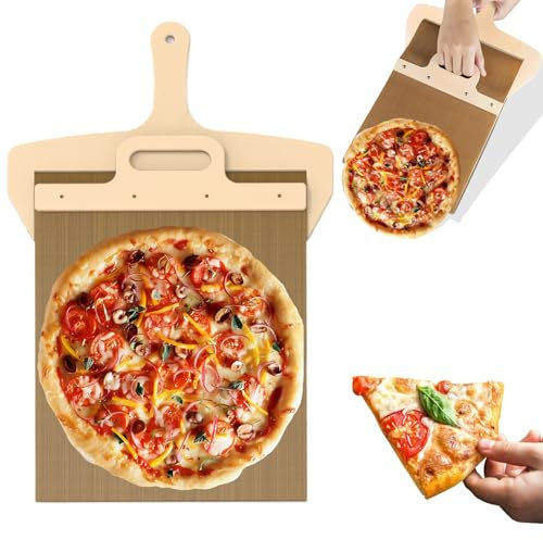 Galucky 12 Zoll Pizzaschieber, 58x30cm Sliding Pizza Peel mit Griff und Backtuch Antihaftbeschichteter Pizza Slider für Einfache Übertragung von Pizza, Brot, Kuchen, Pizza Zubehör