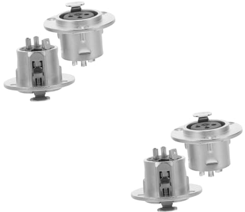 TOYANDONA 4 Stück Audio-Buchse socket steckdosentresor Mikrofonbuchse Audio-Panelbuchse Kabelbuchse Lautsprecheranschluss für Panelmontage 3-polige Schalttafelhalterung Zinklegierung Silver