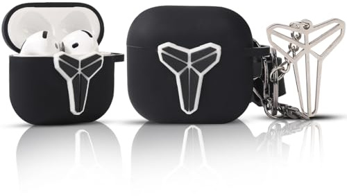 Silicone Case for AirPods 4 Earbuds (2024), XMBYGY Charging Shockproof Protective Headphones Cover with Cartoon Doll Anti-Lost Lanyard for Man Woman Teen (BKman)