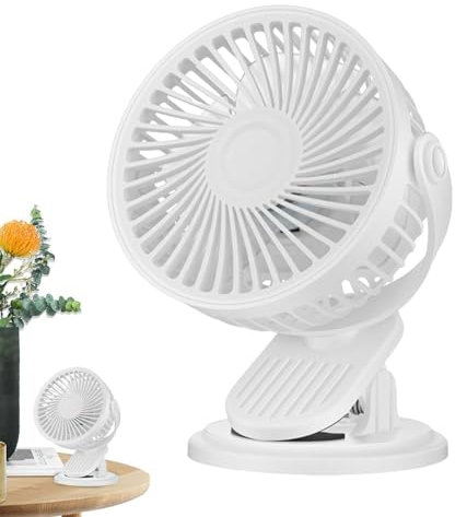 shjxi Ventilatore da scrivania, ventilatore da scrivania, 2000 mAh, ventilatore USB ricaricabile con clip, ventola rotante a 360 gradi, per palestra, campeggio e raffreddamento silenzioso