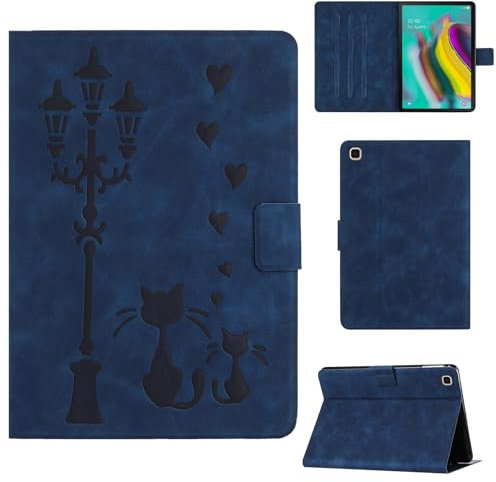 Rosbtib Funda para Samsung Galaxy Tab S5e 10.5 Pulgadas 2019 SM-T725/T720 Funda Protectora de Piel sintética con Soporte, Una Pareja de Gatos íntimos bajo una farola, para Galaxy Tab S5e, Azul
