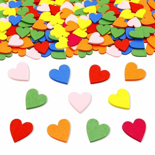 ParPix 100 Stück Bunt Holzherz Konfetti Hochzeitsdeko, 2cm Holz Herz Streudeko Hochzeit,Tischdeko Hochzeit Confetti, Hochzeitsdeko Tisch, Holzherzen Deko Hochzeit,Herz Konfetti für Hochzeit Geburtstag