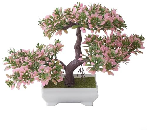 Planta de pino de imitación realista en maceta que mejora tu espacio vital con esta elegante pieza de decoración (rosa)