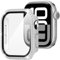 Suoman Hülle für Apple Watch Series 9/8/7 45mm Schutzhülle Glitzerdiamanten PC Rundum Displayschutz Ultradünne Glas Schutz Case Schutzhülle,Silber,45mm