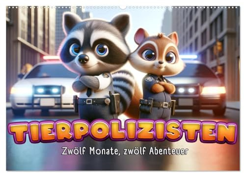 Tierpolizisten - Zwölf Monate, zwölf Abenteuer (Wandkalender 2026 DIN A2 quer), CALVENDO Monatskalender: Süße Tiercops, Monat für Monat. (CALVENDO Spass)