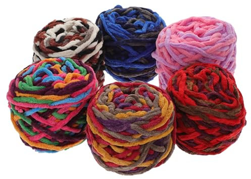 Homoyoyo 6Rollen Häkelgarn Acryl Dickes Strickgarn für Pullover Mützen Schals Decken Hautfreundlich Weich und Kreativ für Kinderdecken und Accessoires