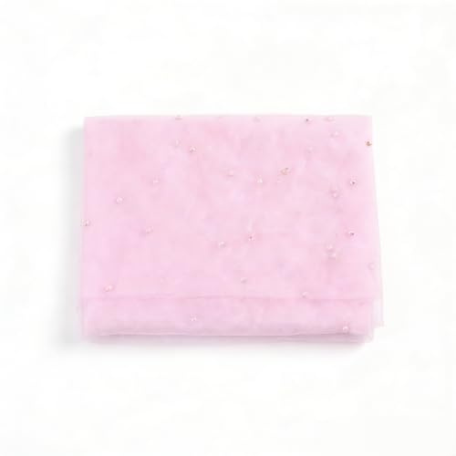 CABODYALS 3 m Rosa Schleier Mit Weißen Perlen Weicher Tüllstoff Atmungsaktives Netz Spitzentuch Minimalistischer Eleganter Brautschleier Mit Perlen Für Damen Kleidungszubehör DIY Bastelarbeiten Brautp