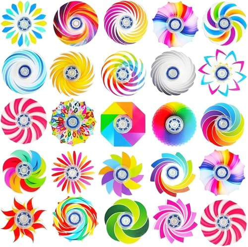 25 Pack Colourful Mini Fidget Spinners (1.57 Inch), Fidget Toys for Age 15+, Office Stress & Anxiety Relief Hand Spinners