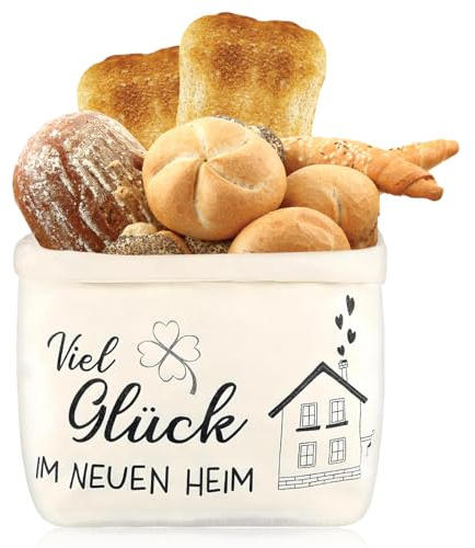 FULHANY BröTchenkorb - Brotkorb Stoff - Brotbeutel - Einzugsgeschenke Haus Viele SchöNe Momente Im Neuen Zuhause Geschenke Zum Ein- Oder Auszug