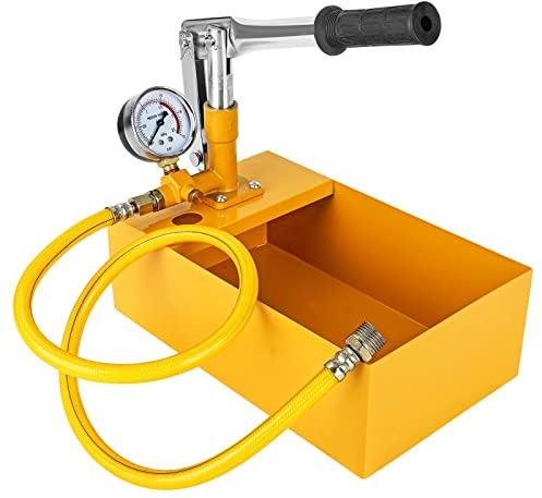 GREENSAPPIRE 5 Liter Manuelle Abdrückpumpe 25 Bar – Prüfpumpe mit 1/2 Hochdruckschlauch, Handpumpe Befüllpumpe für Heizung & Wasser, Dichtheitsprüfung und Drucktest (Gelb) (Gelb)