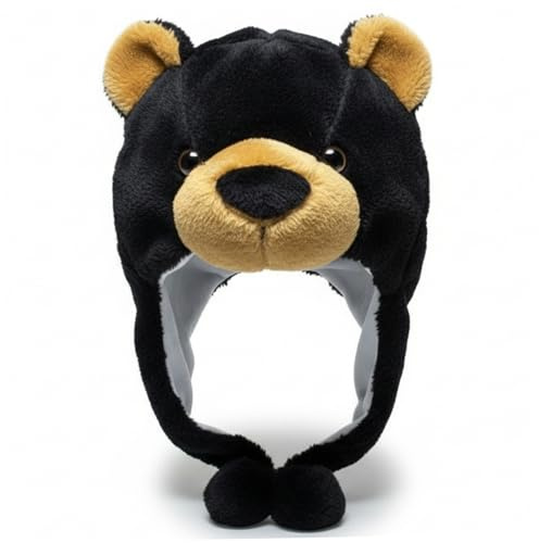 Rachlicy Cappello da orso unisex in peluche con paraorecchie orsetti cappello invernale in pile accogliente caldo berretto invernale con animali per bambini adolescenti adulti