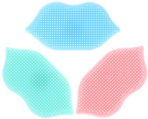 OSOLADY 3pcs Silicone Face Brush Set with Soft Bristles, Lip Exfoliator and Cradle Cap Scrubber, Manual Facial Cleansing Pads for Deep Skin Cleaning and Scalp Massage, Pink Blue Green