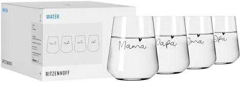 RITZENHOFF Wasserglas Sprüche-Set 4er - 510 ml - Made in Germany | Artikelnr. 8174006, 4 Wasserglas Sprüchen 510 ml, Kristallglas, spülmaschinenfest