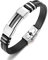 Bracelet Homme Silicone Noir, en Acier Inoxydable 22CM Métal Punk Bracelet Personnalisé Garçon Bijoux Accessoire Fantaisie Cadeau pour St Valentin Anniversaire Noël