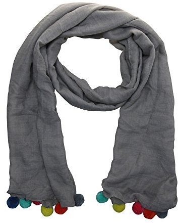 ACC Damen Bommel Schal Baumwolle bunt Mädchen (grau)