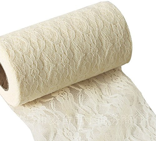 Yulakes Weinlese Spitze Spitzenbordüre Spitzenborte Stuhl Schärpe Band Tischläufer Tischband Hochzeit Festival Tischdekoration Spitze Rolle 15cm-30cm Breite (15cm x 22m, Creme)