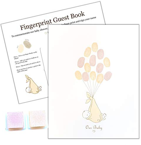 Pink Bee Parties, Baby Shower Fingerprint Tree, Pretty Alternative to a Guest Book (Neutral)
