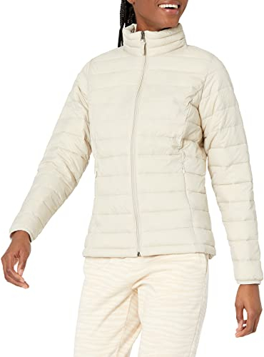 Amazon Essentials Women's Lightweight long-sleeved, water-resistant, packable puffer jacket (available in plus size), Stone, M