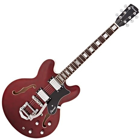 Hartwood Revival Vibrato Halbakustik-Gitarre, Cherry Red