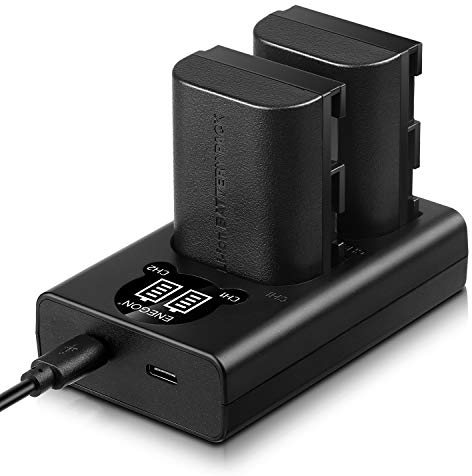 ENEGON LP-E6 LP-E6N Replacement Battery (2-Pack) and Smart LED Dual USB Charger for Canon EOS 5D Mark II/III/IV, 5DS, 5DS R, 6D, 7D, 7D Mark II, 60D, 70D, 80D, 90D Cameras and more