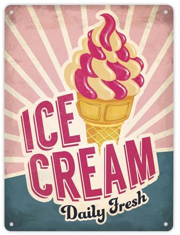 Metallschild XL mit American Diner Classics - Ice Cream Motiv