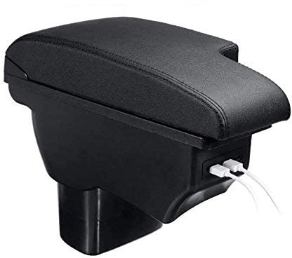 Bracciolo Auto Compatibile con Nissan JUKE Dal 2010 al 2019 Console Centrale USB In Pelle Nero Poggiabraccio Vano Portaoggetti