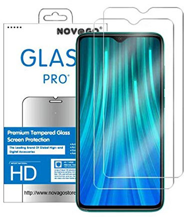 NOVAGO compatible avec Xiaomi Redmi Note 8 Pro -Pack de 2 films en verre trempé ultra résistant anti choc et anti explosion d'écran (Transparent)