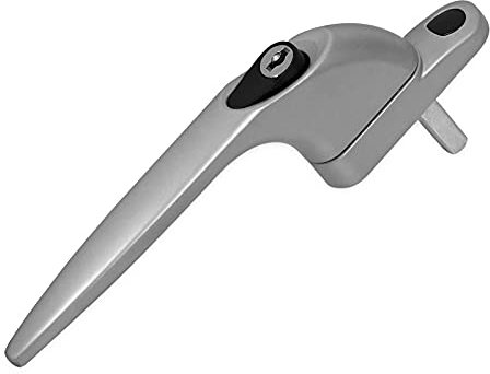 uPVC Universal Window Handle Inline Locking Espag Double Glazing Satin Silver 20mm