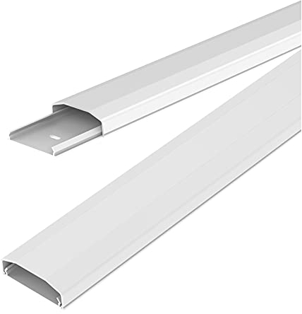 conecto Kabelkanal aus Kunststoff zum Kleben oder Schrauben inkl. 3M Klebeband, 50 cm, weiß