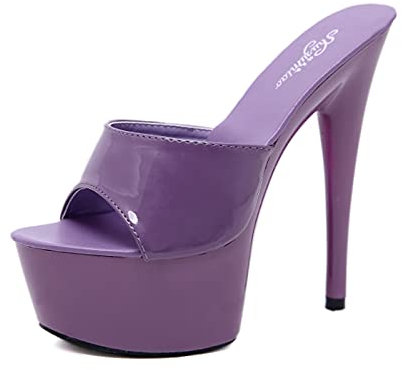 MUYEY 15 Cm Tacchi Alti Donna Sexy Piattaforma Pole Dance Sandali Stripper Discoteca Party Dance Sandali Piattaforma Large Size Unisex,Viola,43