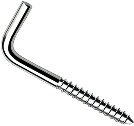 50mm L-Hakenschraube rechtwinklig (Packung mit 25 Stück) Holzschrauben, selbstschneidend, verzinkt, 90-Grad-Winkel, Kommode, eckige Haken, Wandhalterung, Schulterhaken, 4 x 50 mm