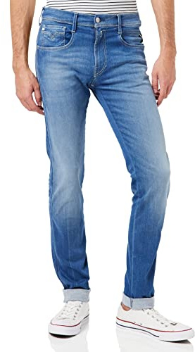 Replay Herren Jeans Anbass Slim-Fit Hyperflex Recycled mit Stretch, Medium Blue 009 (Blau), 32W / 32L
