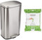 Amazon Basics Trash can, 30L & Brabantia PerfectFit Bin Liners (Size G/23-30 Litre) Thick Plastic Trash Bags with Tie Tape Drawstring Handles (40 Bags)