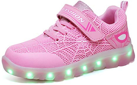 KIMIME PIKL Mixte Enfants LED Chaussures de Sport 7 Changement de Couleur Chaussure de Mutilsport USB Rechargeable LED Lumineuse Baskets Mode Respirante Running Sneakers pour Garçons et Filles