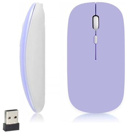 iSTYLE Ratón Inalámbrico Bluetooth, Seguimiento Óptico con 1600 dpi, 3 Botones, Bluetooth 5.2, Mini Ratón Silencioso Compatible con Mac, PC, Macbook, iPad, Android (Requiere batería AA)(Morado)