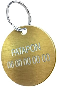 Hundemarke zur Personalisierung für Hunde und Katzen - Gravierte, Personalisierbare Medaille - 7 Farben Verfügbar (Groß Rund-32 mm, Gold)