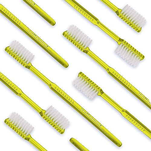 Wellsamed 100 Stück Wellsabrush Einmal-Zahnbürsten imprägniert mit Zahnpasta, Gelb ideal für Reisen und unterwegs