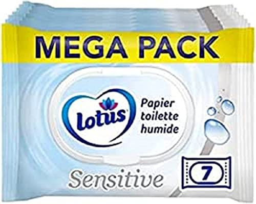 Lotus Papier Toilette Humide Sensitive - Sans colorant, ni parfum - Fibres FSC 100 % d’origine naturelle - 294 feuilles 42 unités (Lot de 7)