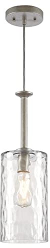Westinghouse Lighting 6125240 Moderne einflammige Pendelleuchte Hernando Innenbereiche, Ausführung in Industriestahl, Klarglas in Hammerschlagoptik