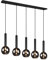 LED Balken Pendelleuchte mehrflammig Retro Design mit Rauchglas-Kugeln Industrial