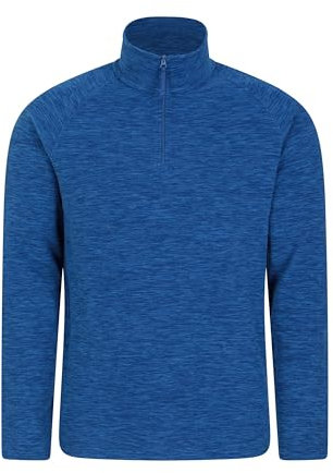 Mountain Warehouse Snowdon Mens Micro Fleece Top - Warm, Breathable, Quick Drying, Zip Collar Fleece Sweater, Soft & Smooth Pullover - For Spring Summer, Travelling, Walking Cobalt 2XL