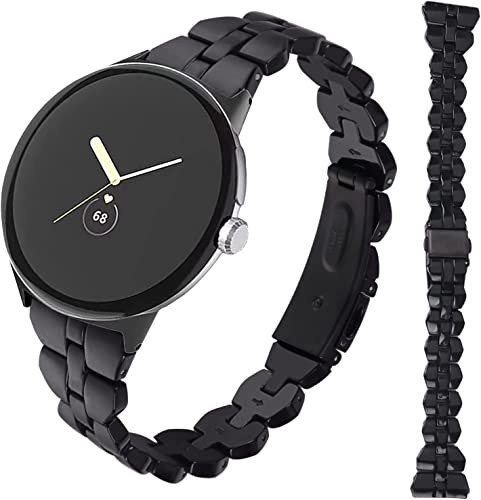 Miimall Harz Armband Kompatibel mit Google Pixel Watch 2/1 Armband, Leicht Wasserdicht Damen Herren Buntes Slim Harz Ersatzarmband für Google Pixel Watch 2/1-Schwarz