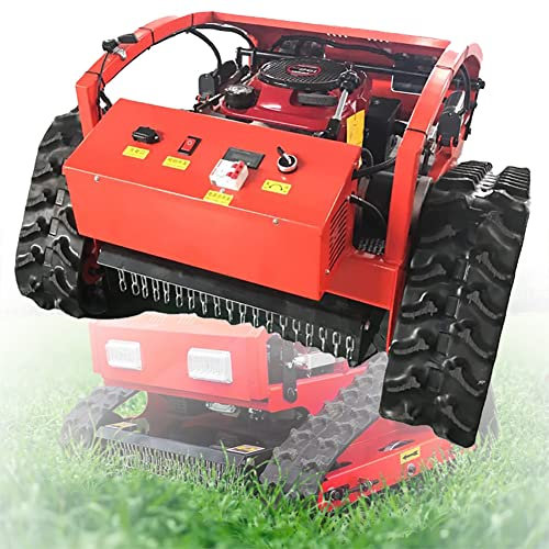 Tondeuse à gazon robotique, tondeuse à chenilles à essence à quatre temps avec télécommande, puissance de 7,5 HP, désherbage 2000㎡/h, s'élève jusqu'à 30° d'inclinaison, largeur de tonte de 54 mm, pour