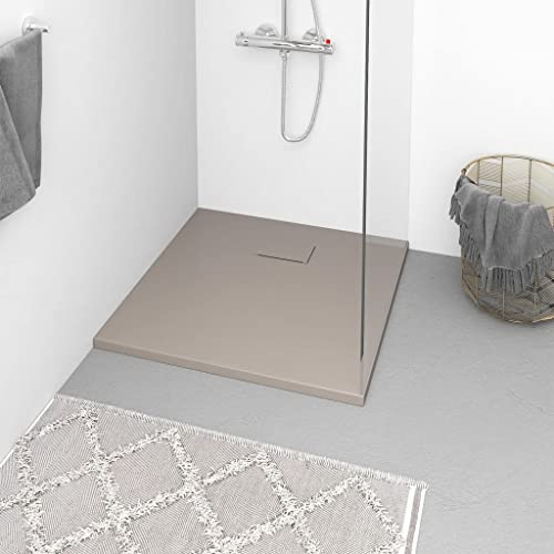 HOMIUSE Duschwanne SMC Braun 90x90 cm Duschtasse Duschmatte Duschvorleger Schiefersteinoberfläche Modernes Design Highlights Des Badezimmers Langlebige Rutschfestigkeit & Leicht Zu Reinigen